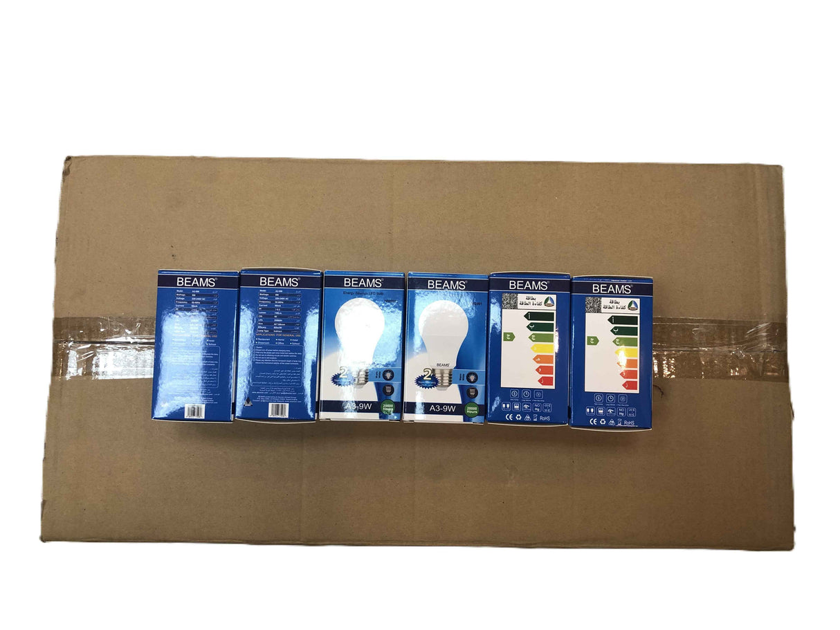 BEAMS | LED Light Bulb | A3-9Watts | E27 | 3000K-Warm White | 1 Box (50pcs.)