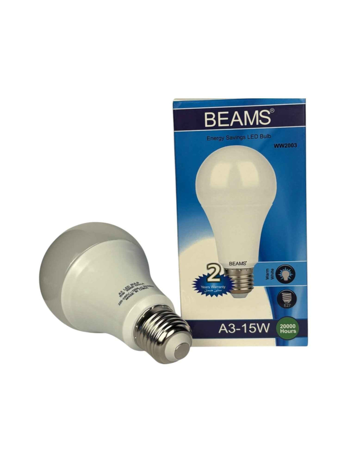 BEAMS | LED Light Bulb | A3-15Watts | E27 | 3000K-Warm White