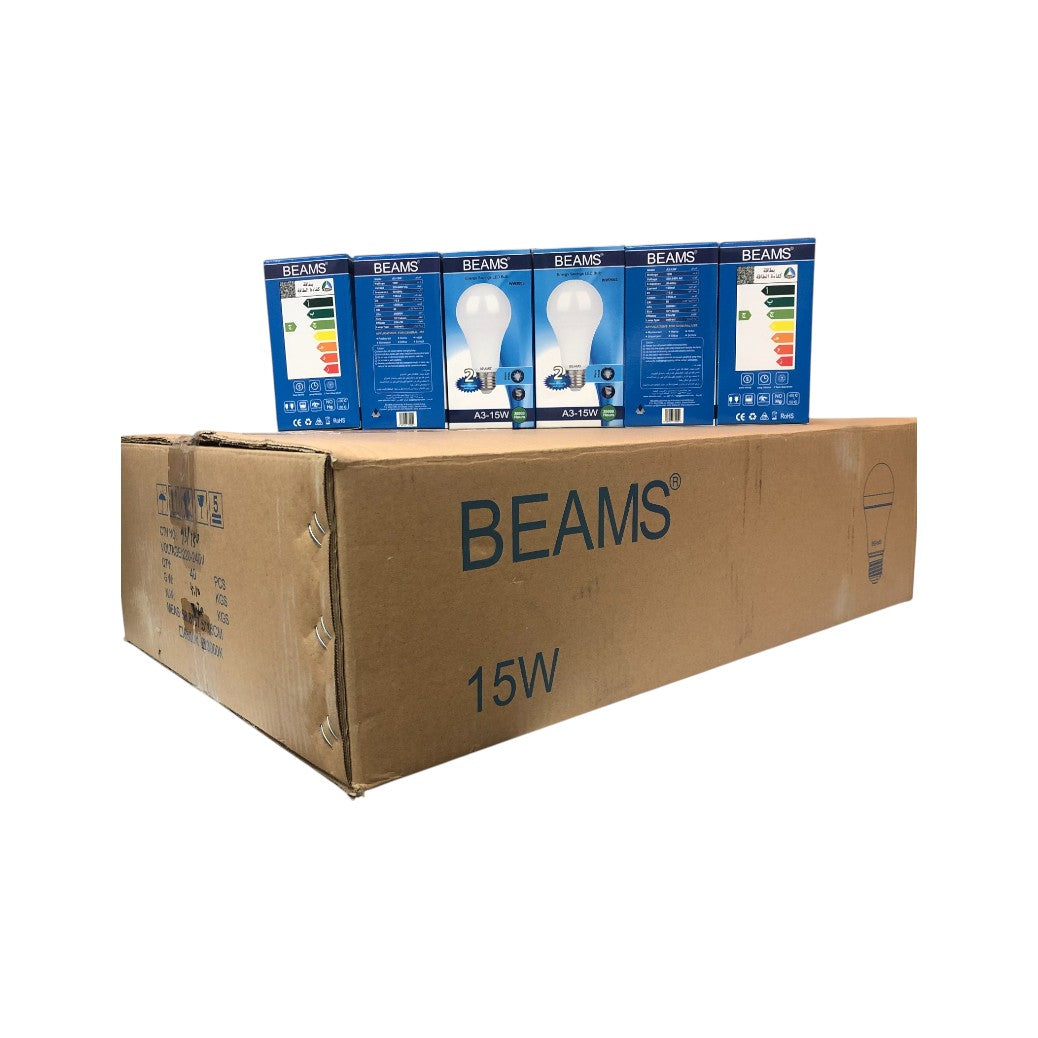 BEAMS | LED Light Bulb | A3-15Watts | E27 | 3000K-Warm White | 1 Box (40pcs.)
