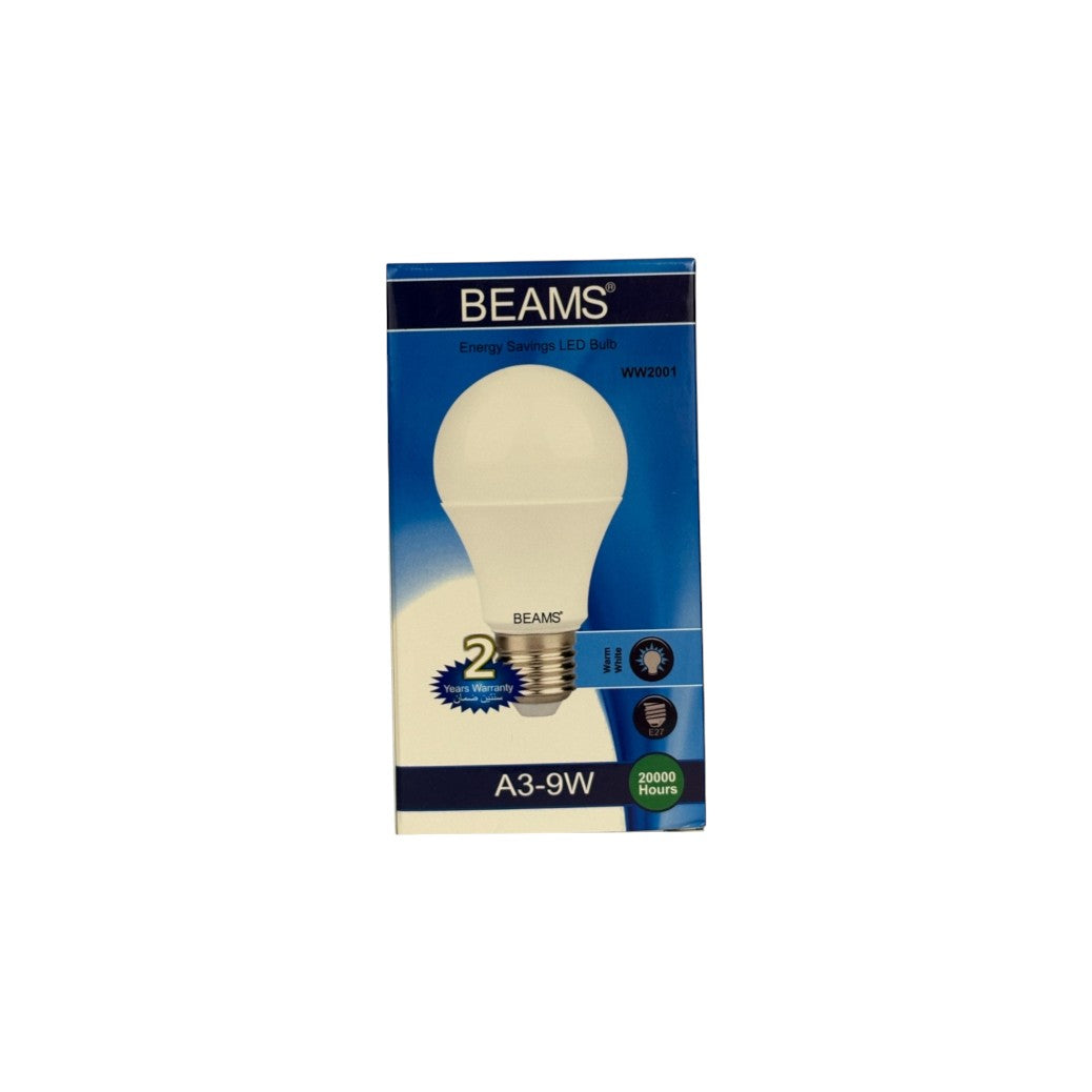 BEAMS | LED Light Bulb | A3-9Watts | E27 | 3000K - Warm White - Al Suroor Markets