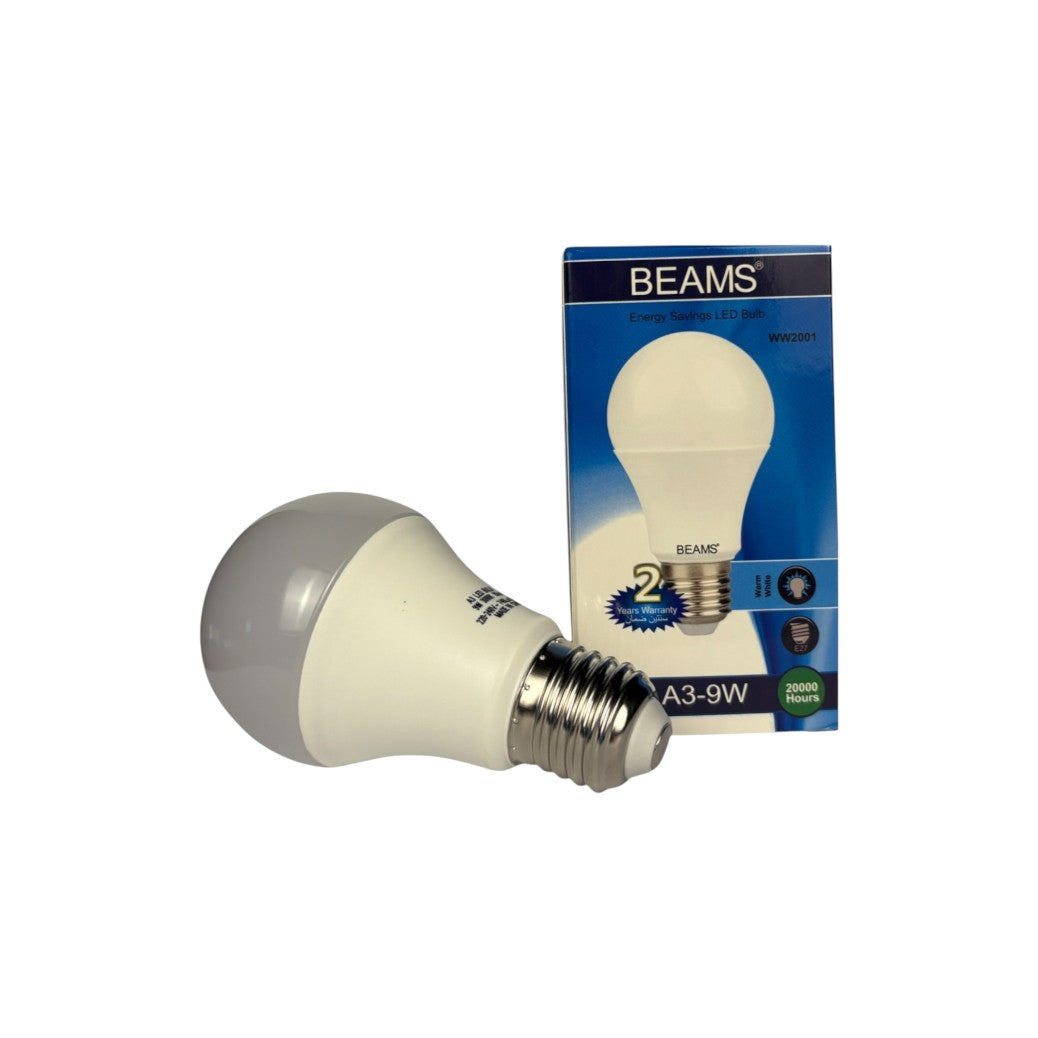 BEAMS | LED Light Bulb | A3-9Watts | E27 | 3000K - Warm White - Al Suroor Markets