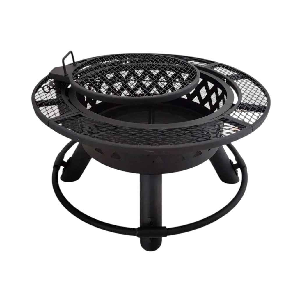 Outdoor Steel Wood-Burning Fire Pit with BBQ Grill Grate | Medium size