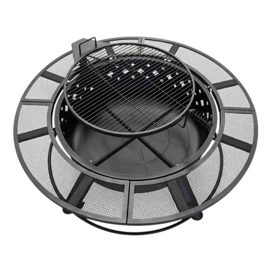Outdoor Steel Wood-Burning Fire Pit with BBQ Grill Grate | Large size
