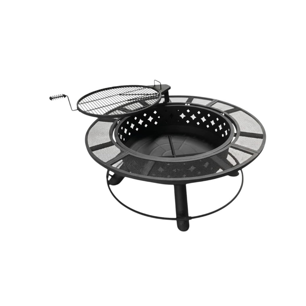 Outdoor Steel Wood-Burning Fire Pit with BBQ