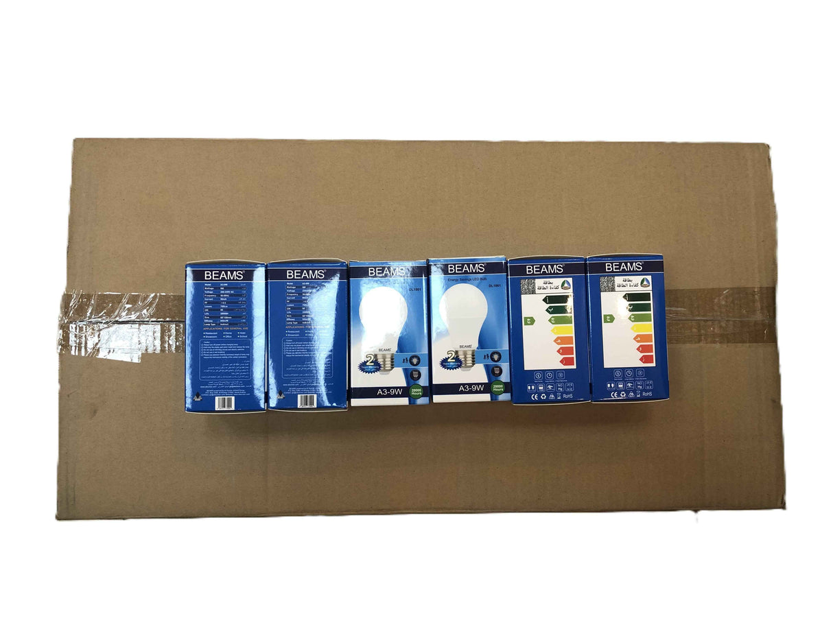 BEAMS | LED Light Bulb | A3-9Watts | E27 | 6500K-Day Light | 1 Box (50pcs.)