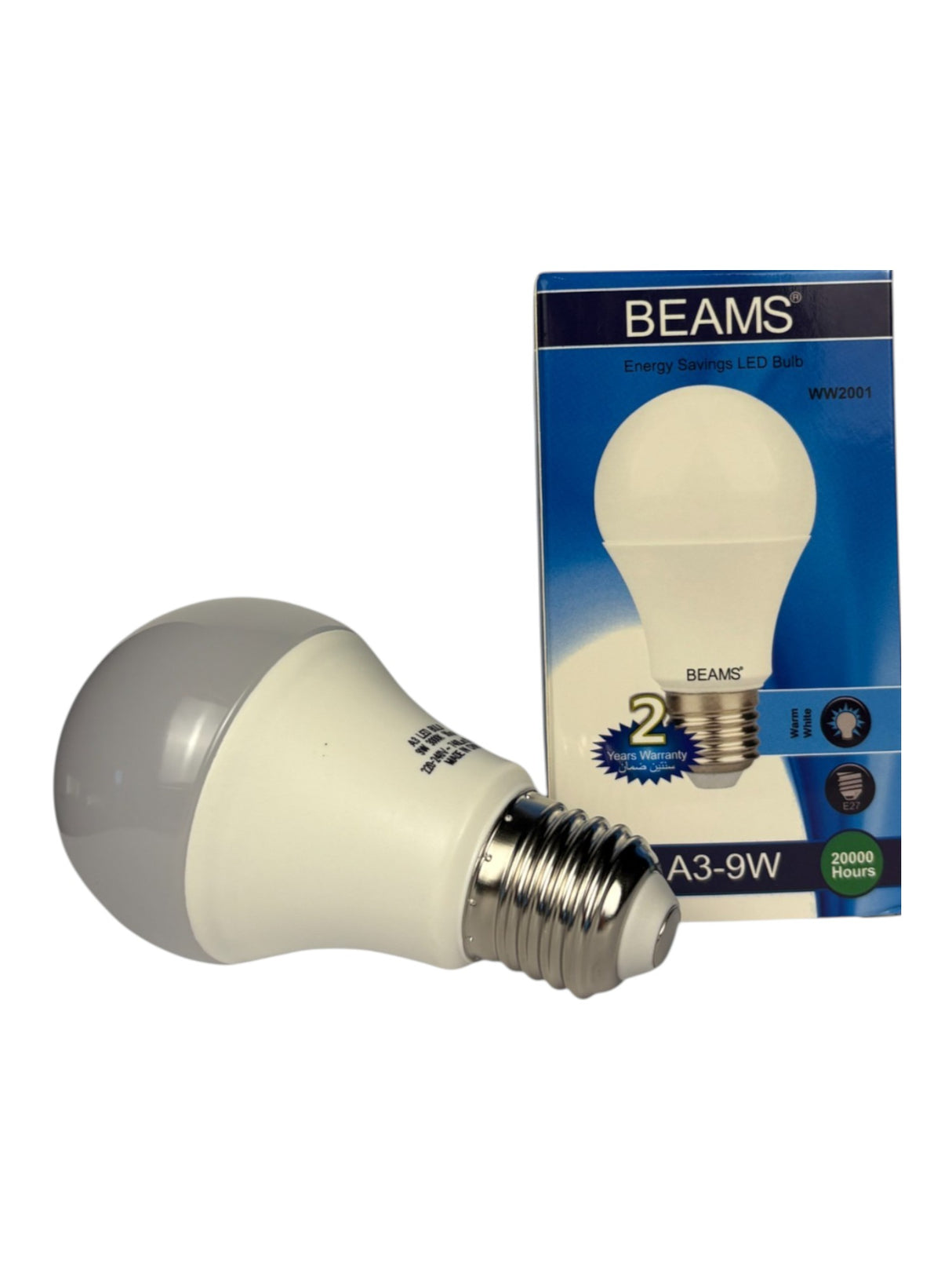 BEAMS | LED Light Bulb |  A3-9Watts | E27 | 3000K - Warm White