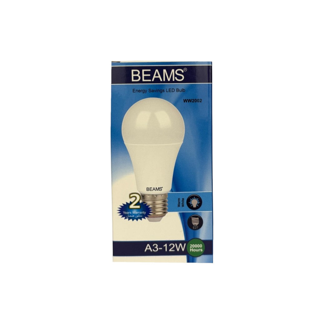 BEAMS | LED Light Bulb | A3-12Watts | E27 | 3000K-Warm White - Al Suroor Markets