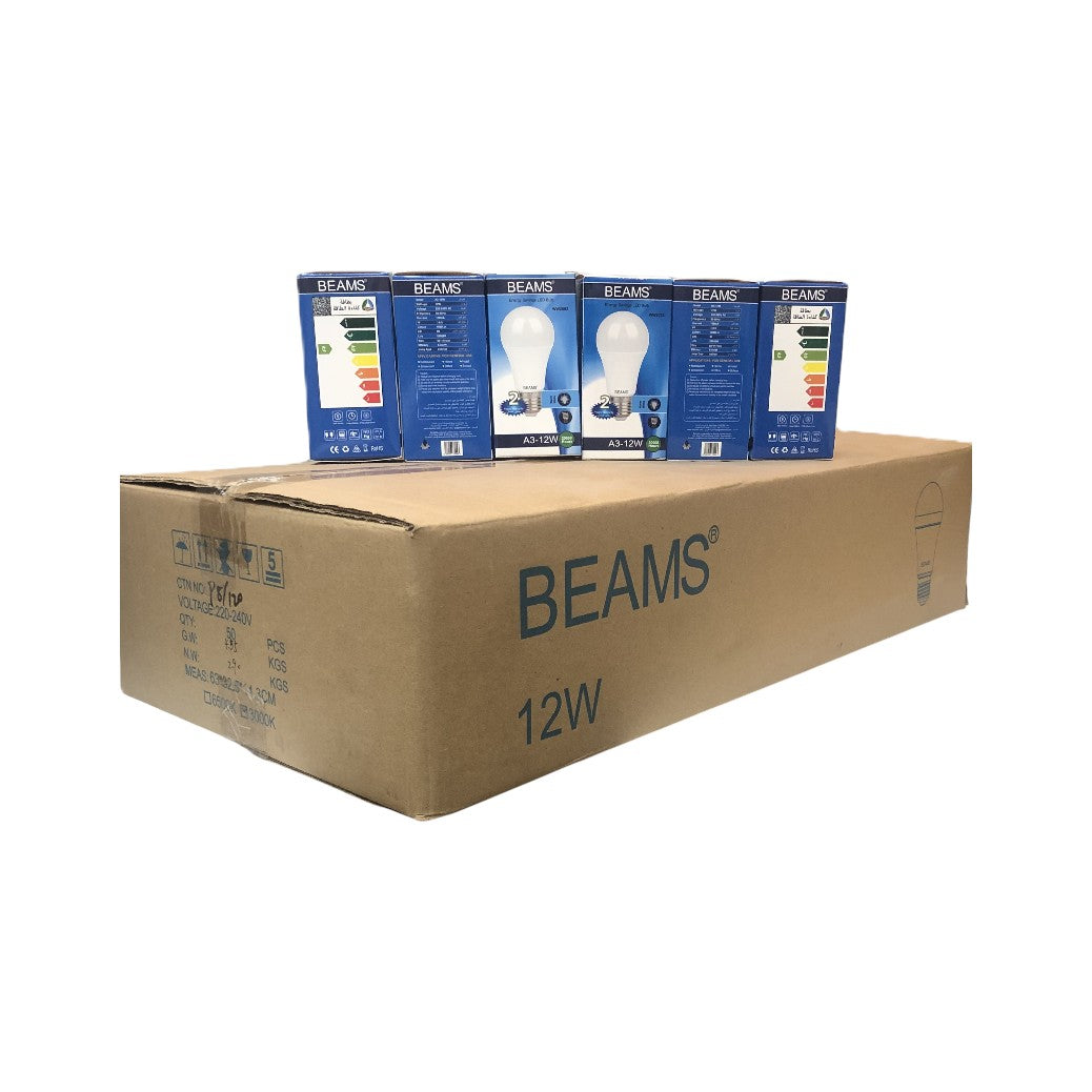 BEAMS | LED Light Bulb | A3-12Watts | E27 | 3000K-Warm White | 1 Box (50pcs.)