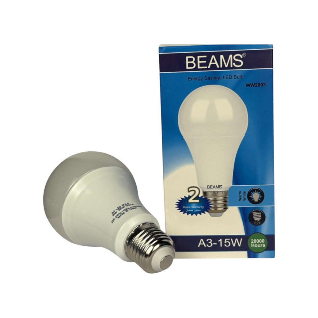 BEAMS | LED Light Bulb | A3-15Watts | E27 | 3000K-Warm White - Al Suroor Markets