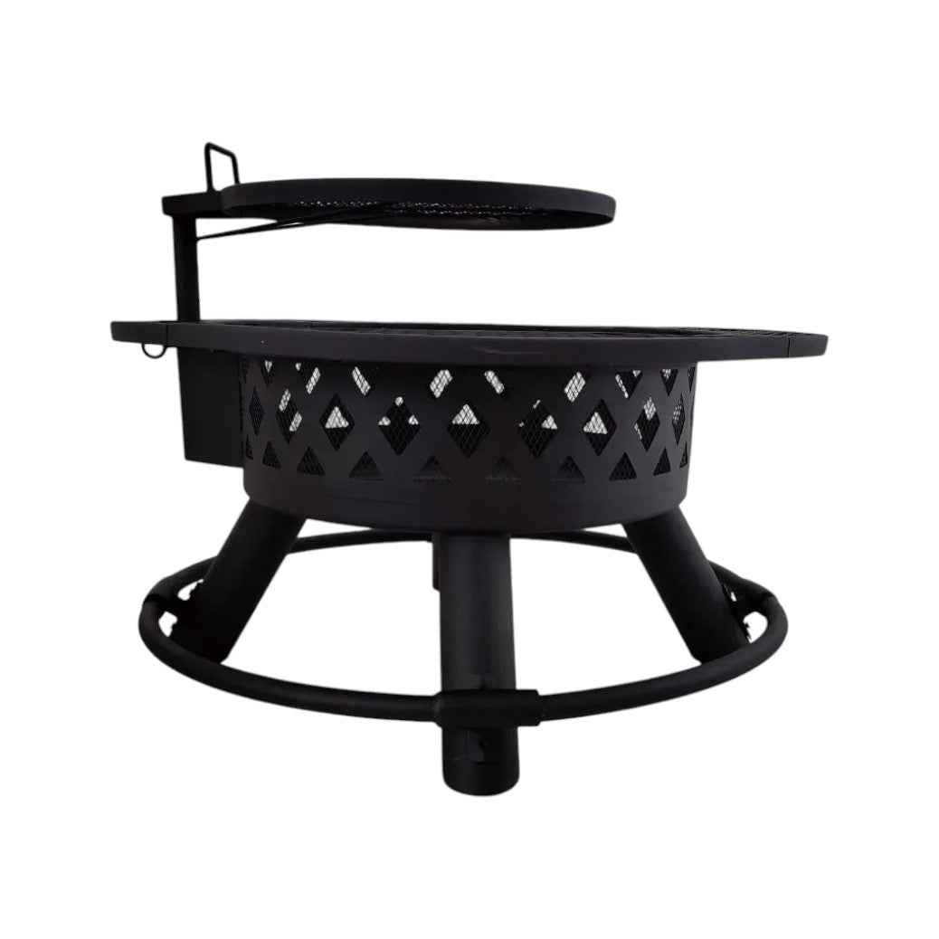 Outdoor Steel Wood-Burning Fire Pit with BBQ Grill Grate | Medium size