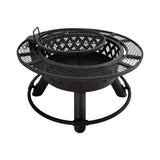 Outdoor Steel Wood-Burning Fire Pit with BBQ Grill Grate | Medium size