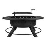 Outdoor Steel Wood-Burning Fire Pit with BBQ Grill Grate | Large size