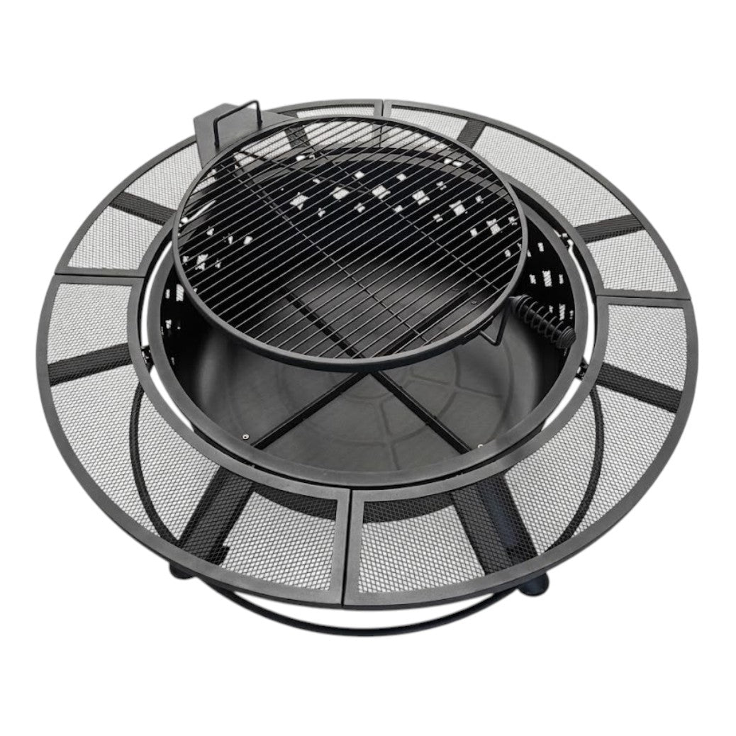 Outdoor Steel Wood-Burning Fire Pit with BBQ Grill Grate | Large size