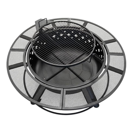 Outdoor Steel Wood-Burning Fire Pit with BBQ Grill Grate | Large size