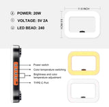 20W Selfie Portable Phone Rechargeable Ring Light | Adjustable Fill Light with Bluetooth | Tripod Light Stand for Live Stream