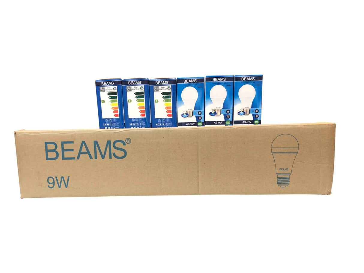 BEAMS | LED Light Bulb | A3-9Watts | E27 | 3000K-Warm White | 1 Box (50pcs.)