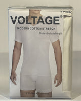 VOLTAGE V-Neck T-Shirts | Modern Cotton Stretch | 95% Cotton 5% Spandex | White | 2-Pack