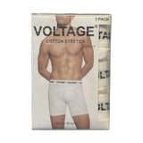 VOLTAGE Boxer Briefs | Modern Cotton Stretch | Classic Fit | 95% Cotton 5% Spandex | White | 3-Pack