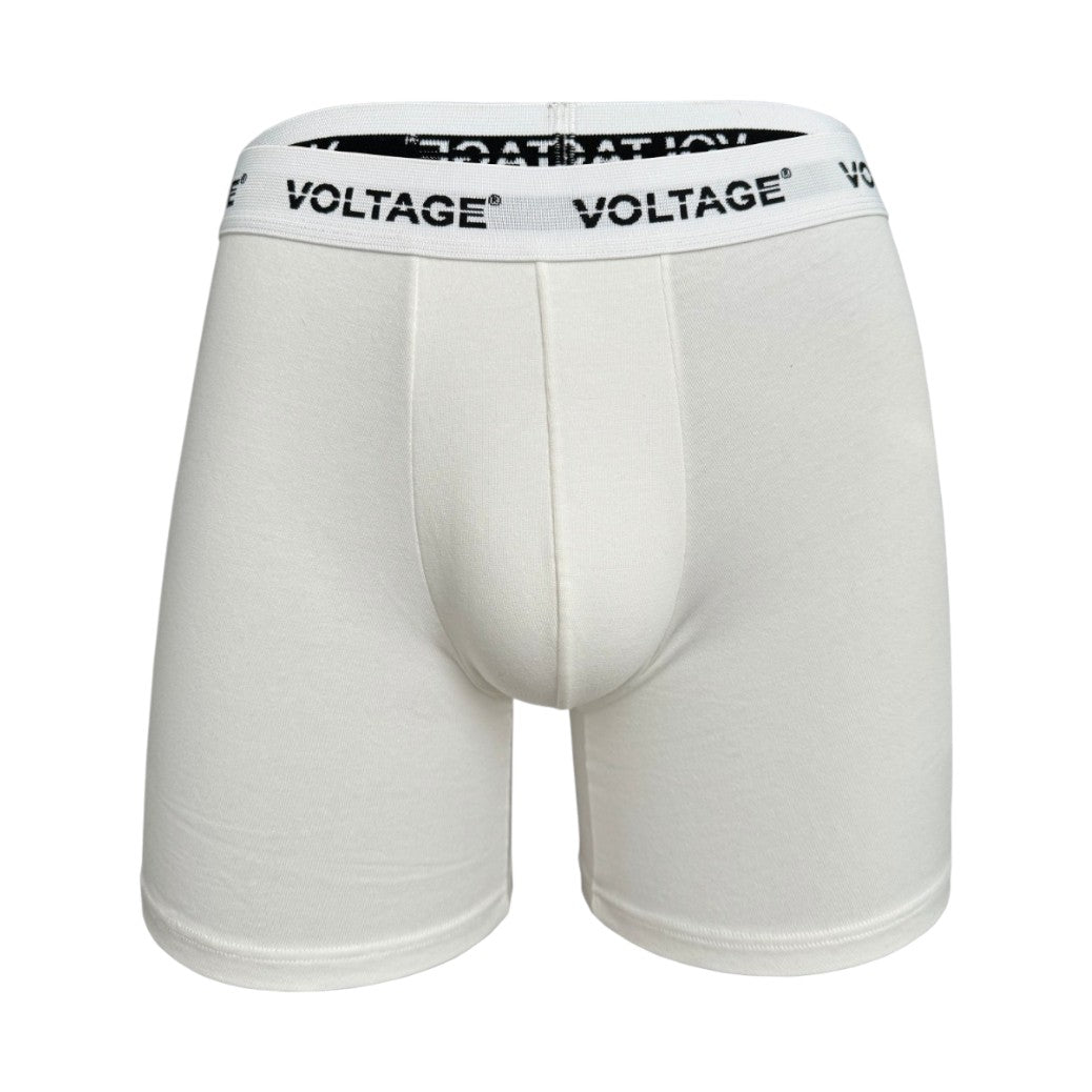VOLTAGE Boxer Briefs | Modern Cotton Stretch | Classic Fit | 95% Cotton 5% Spandex | White | 3-Pack