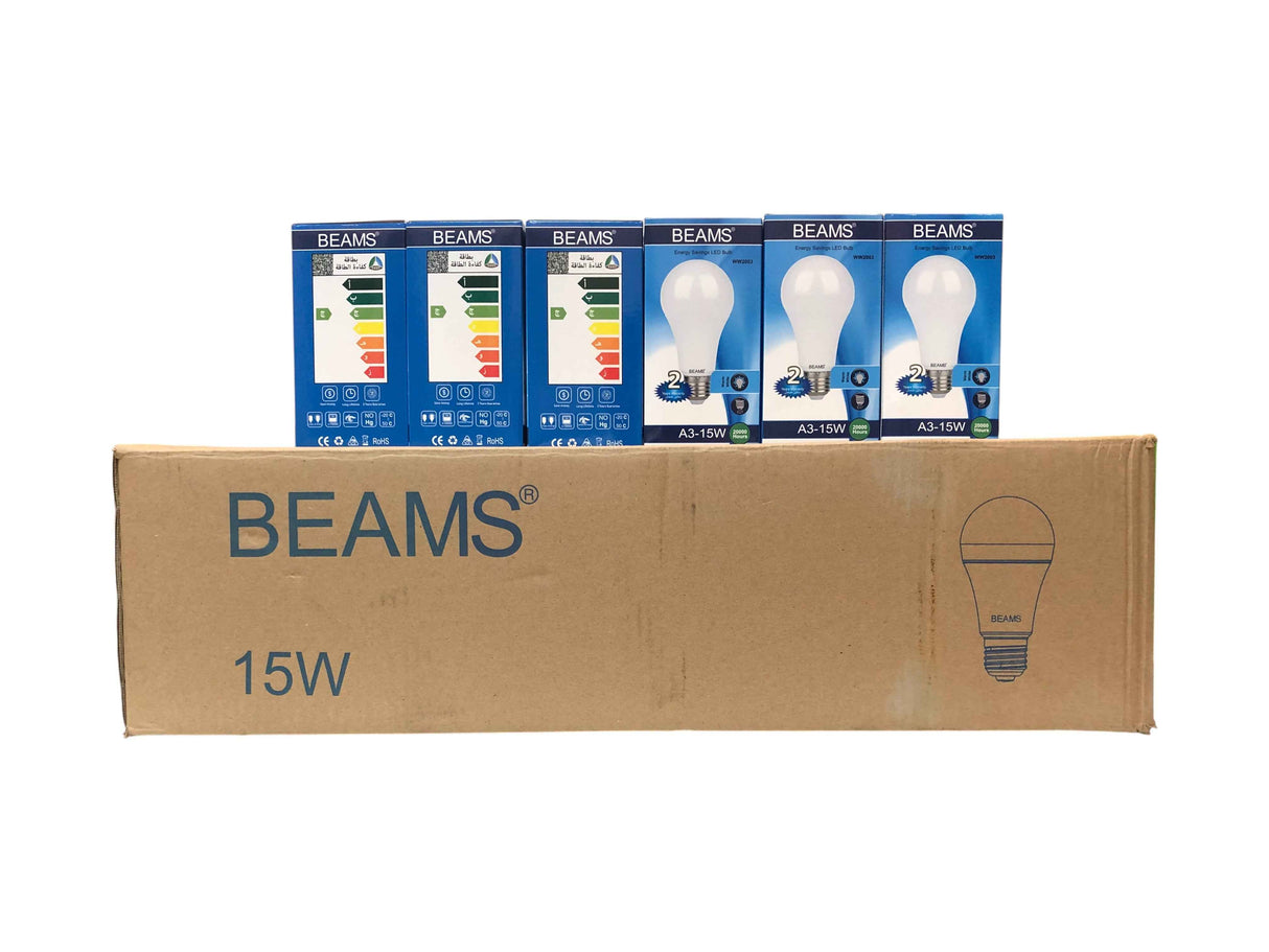 BEAMS | LED Light Bulb | A3-15Watts | E27 | 3000K-Warm White | 1 Box (40pcs.)